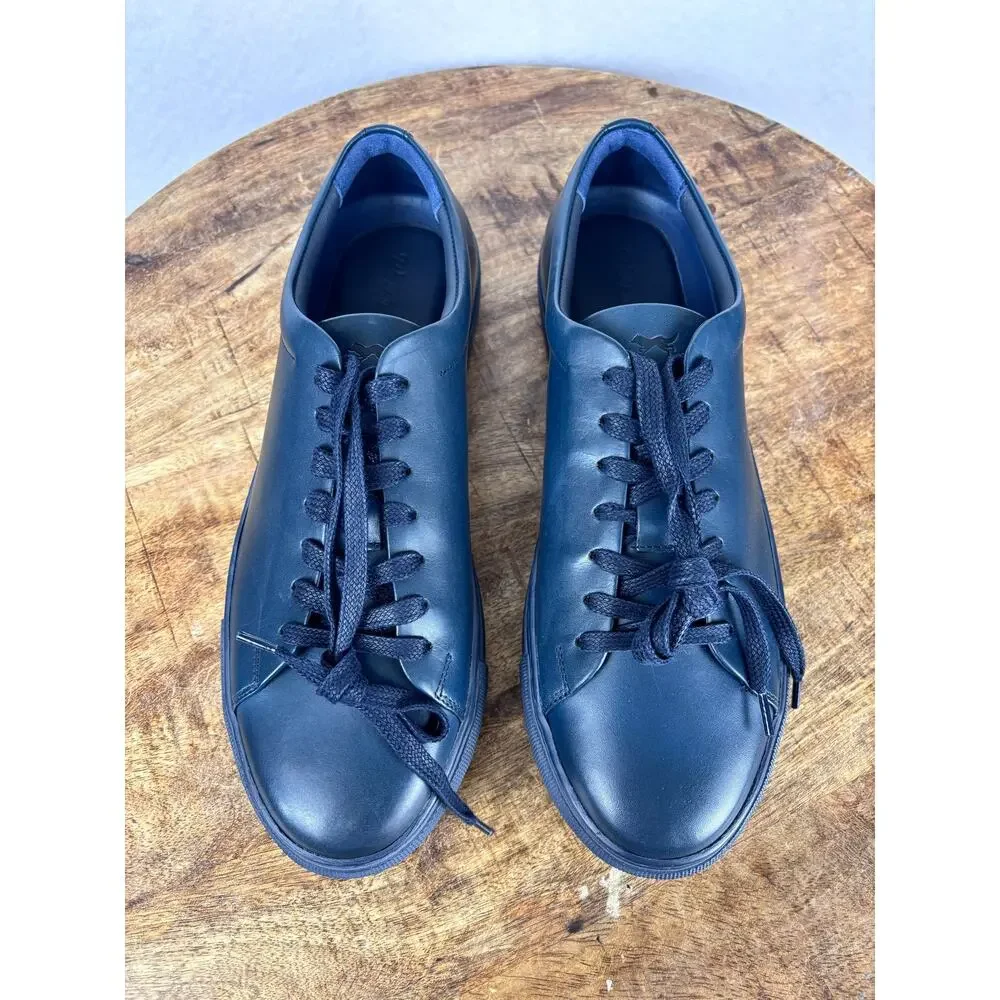 Wolf & Shepherd Leather Sneakers Men’s 9.5 Black Minimal Luxury Casual Shoes